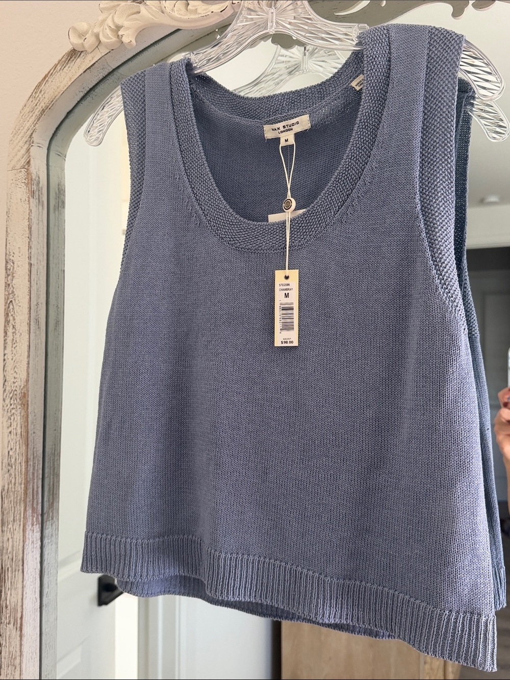 Max Studio London chambray Knit Tank Top - Sleeveless Layering Tank